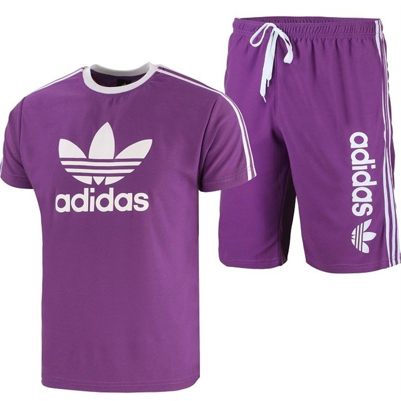 Adidas Men's 3-Stripes  Fleece Shorts & Tee Shirt Set