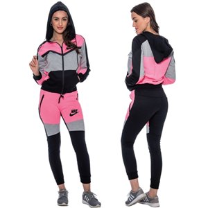 Nike Womens Essential Colorblock Full-Zip Fleece Hoodie & Pants Set