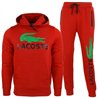 Lacoste Men’s Cotton Fleece Pullover Hoodie & Pants Set Red
