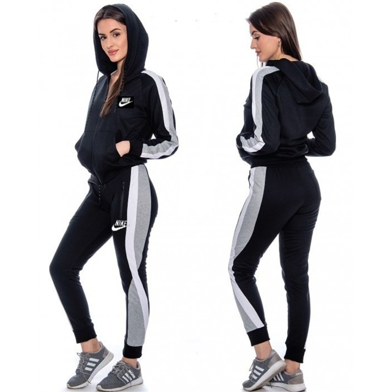 Nike Womens Essential Colorblock Full-Zip Fleece Hoodie & Pants Set