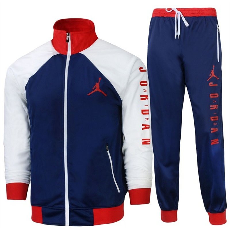 Nike Jordan Men's Double Knit Zip Jacket  & Pants Set Navy/White