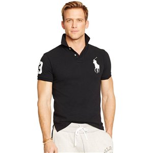 Polo Ralph Lauren Men's Custom-Fit Big Pony Mesh Polo Shirt - Black