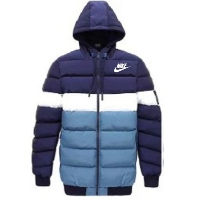 Nike Men's Quilted Color Blocked Hooded Puffer Jacket