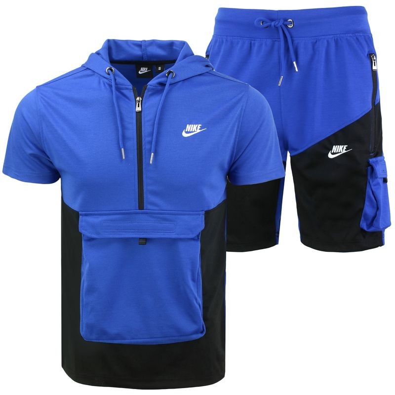 Nike Men's Tech Short-Sleeve Full Zip Cargo Hoodie & Short Set