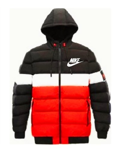 Nike Men's Quilted Color Blocked Hooded Puffer Jacket
