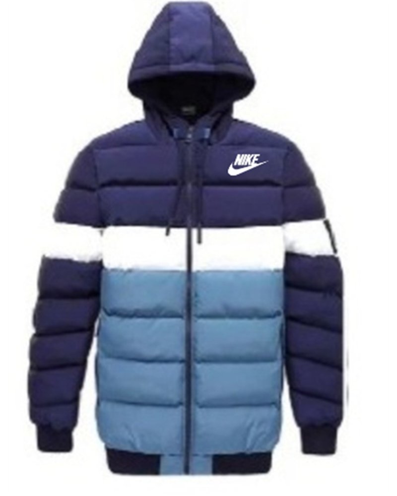 Nike Men's Quilted Color Blocked Hooded Puffer Jacket