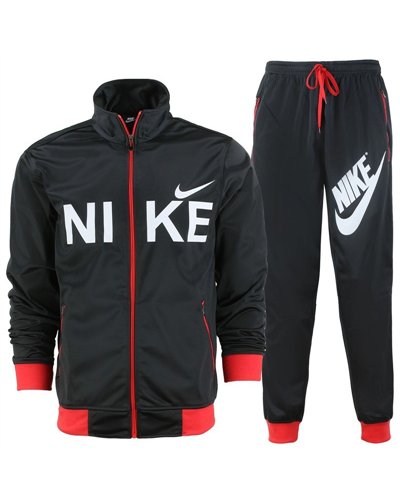 Nike Sportswear Swoosh  2 Piece Tracksuit Black/Red