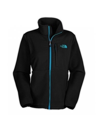 The North Face Women's Denali Fleece Black/Green Logo Closeout