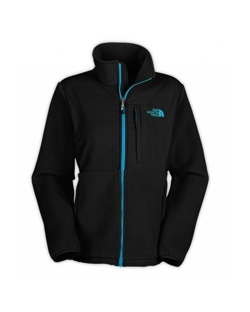 The North Face Women's Denali Fleece Black/Green Logo Closeout