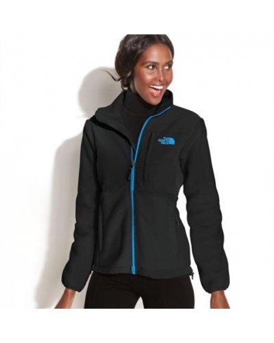 The North Face Women's Denali Fleece Black/Green Logo Closeout