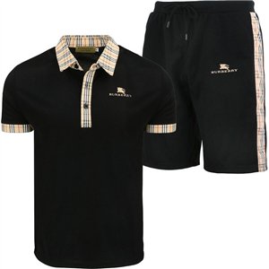 Burberry Men's Check Polo Shirt & Shorts Set Check Graphic