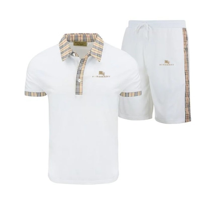 Burberry Men's Check Polo Shirt & Shorts Set Check Graphic