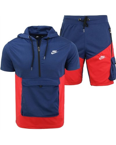 Nike Men's Tech Short-Sleeve Full Zip Cargo Hoodie & Short Set