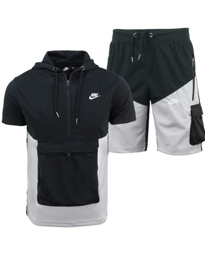 Nike Men's Tech Short-Sleeve Full Zip Cargo Hoodie & Short Set