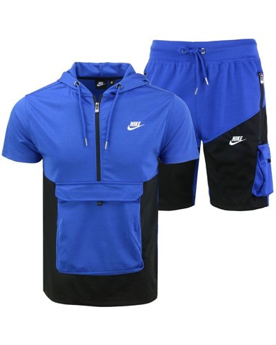 Nike Men's Tech Short-Sleeve Full Zip Cargo Hoodie & Short Set