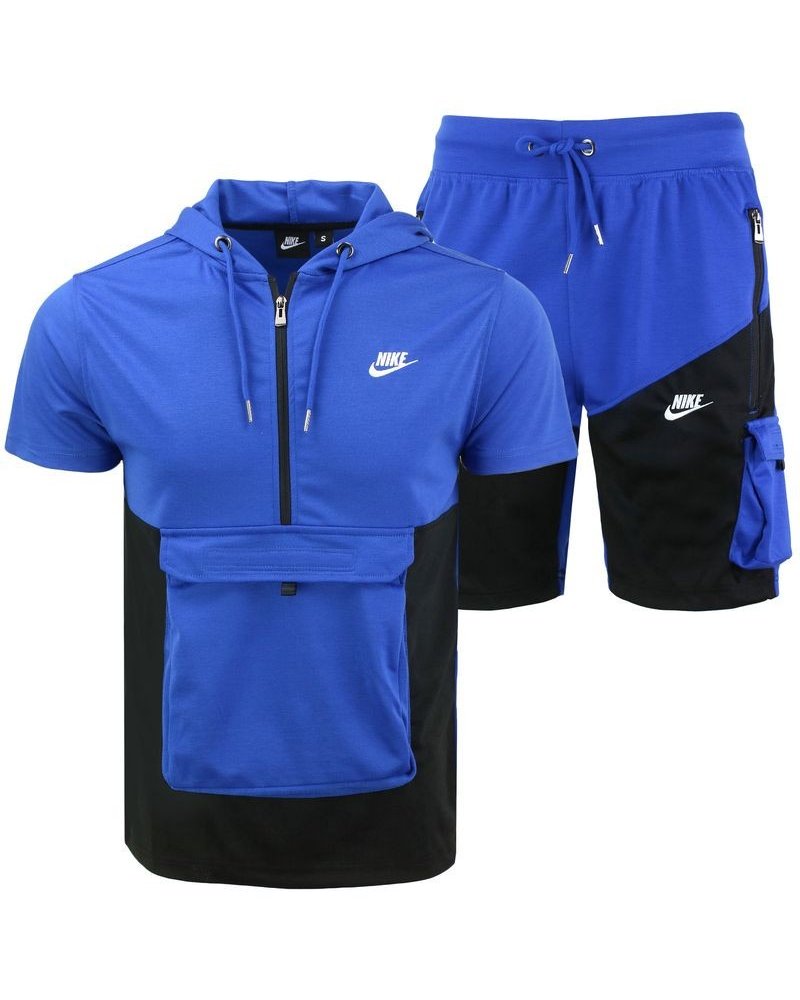 Nike Men's Tech Short-Sleeve Full Zip Cargo Hoodie & Short Set