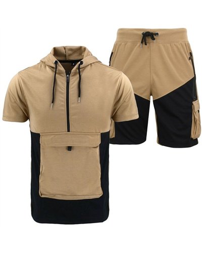 Nike Men's Tech Short-Sleeve Full Zip Cargo Hoodie & Short Set