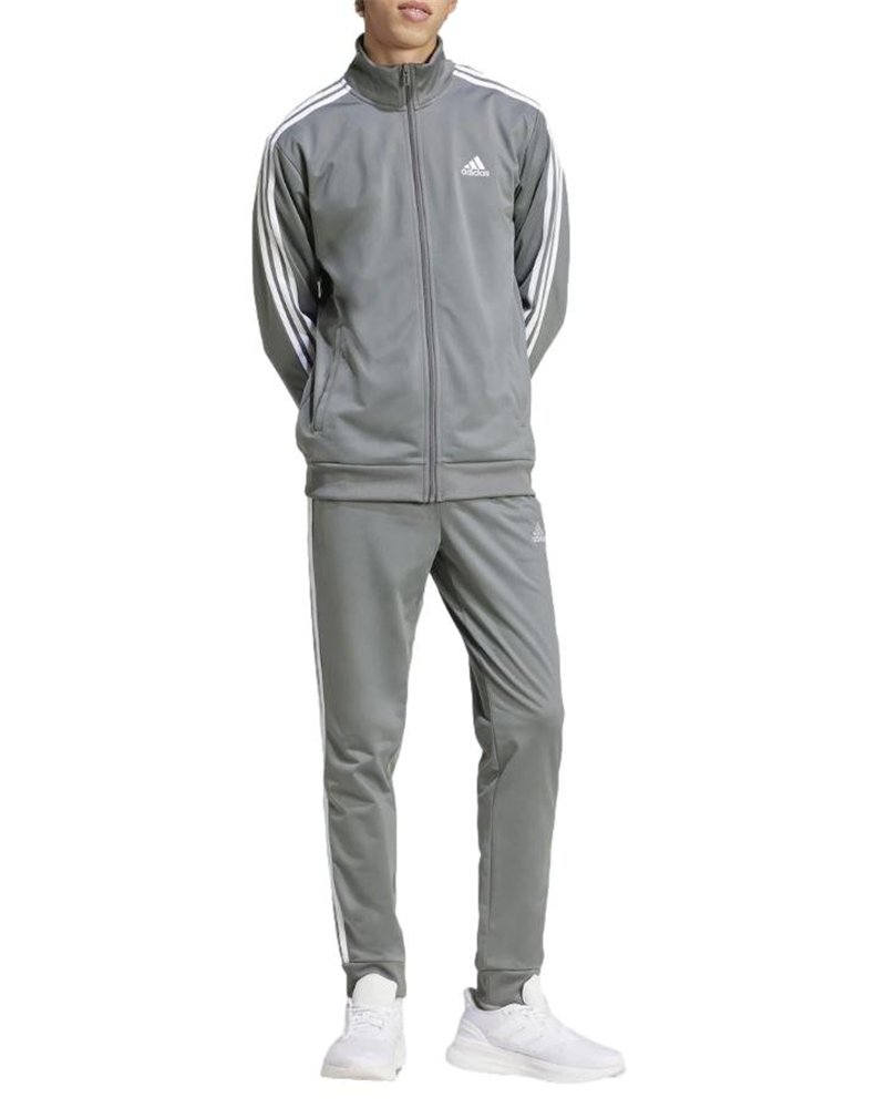 Adidas 3-Stripe Tricoat Track Set Jacket & Pants Gray/White