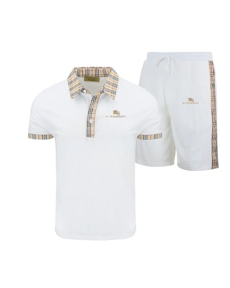 Burberry Men's Check Polo Shirt & Shorts Set Check Graphic