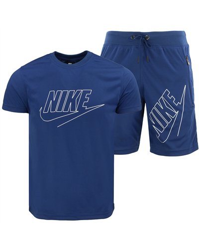 Nike Sportswear Embroidered Woven Flow Crewneck T-Shirt & Short Set