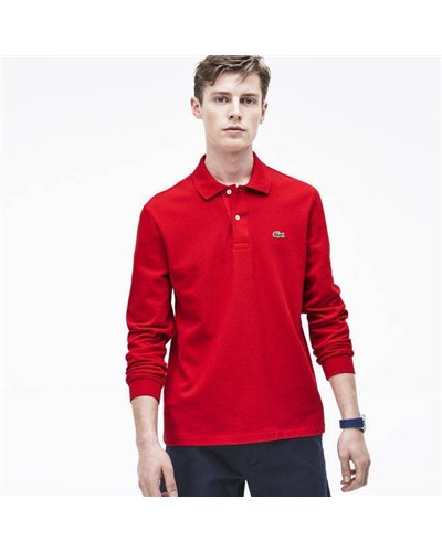 Lacoste Long Sleeve Pique Polo Shirt Red