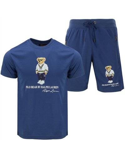 R.L Polo Men's Classic Fit Polo Bear Jersey T-Shirt& Short Set