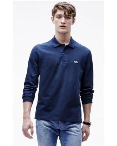 Lacoste Long Sleeve Pique Polo Shirt Navy