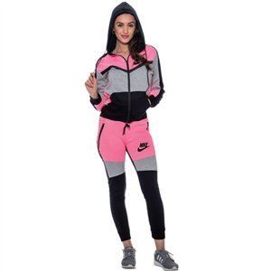 Nike Womens Essential Colorblock Full-Zip Fleece Hoodie & Pants Set