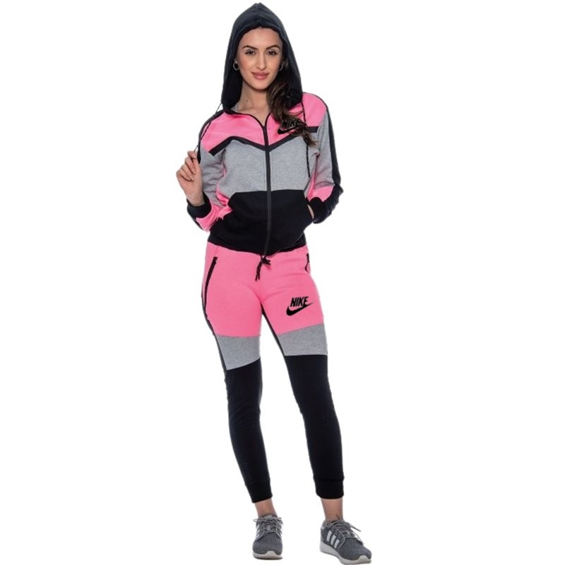 Nike Womens Essential Colorblock Full-Zip Fleece Hoodie & Pants Set