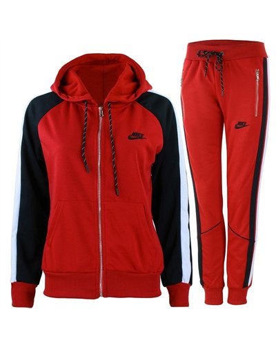 Nike Womens Essential Colorblock Full-Zip Fleece Hoodie & Pants Set