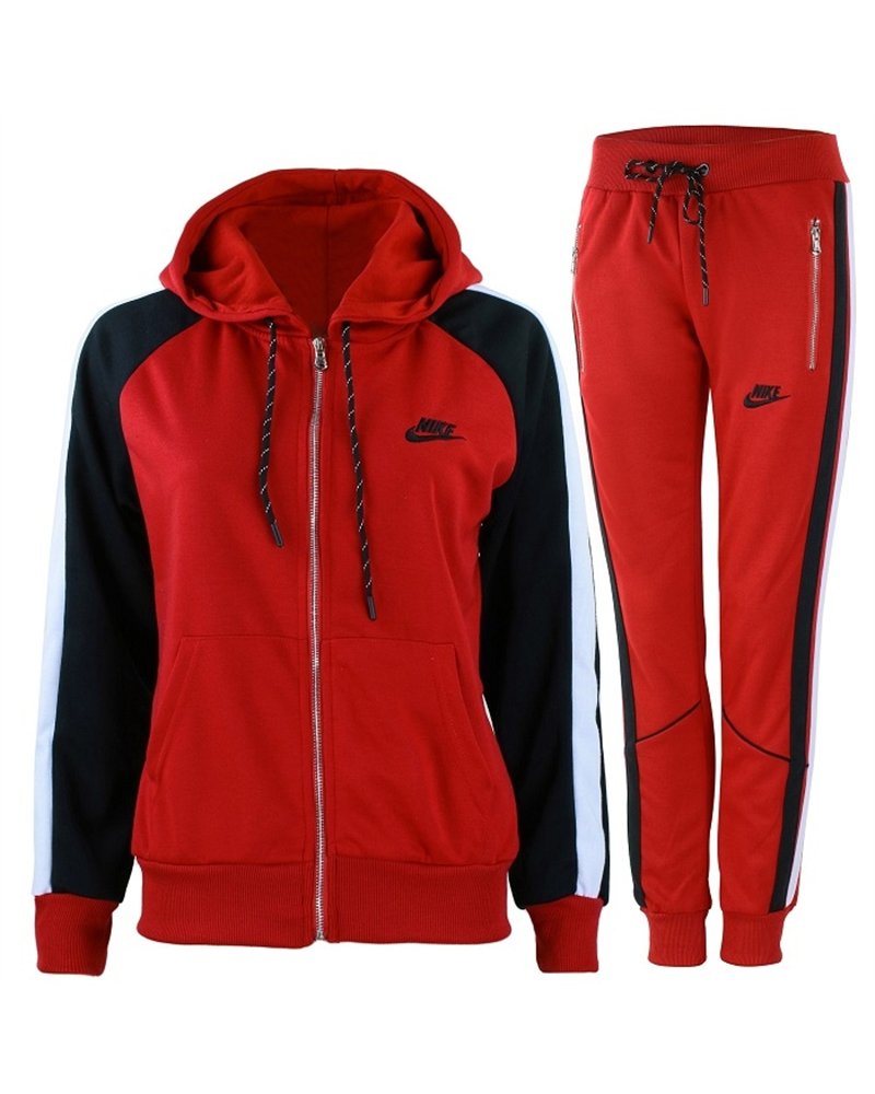 Nike Womens Essential Colorblock Full-Zip Fleece Hoodie & Pants Set