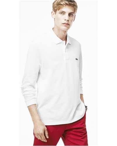 Lacoste Long Sleeve Pique Polo Shirt White
