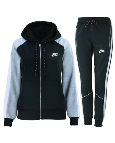 Nike Womens Essential Colorblock Full-Zip Fleece Hoodie & Pants Set