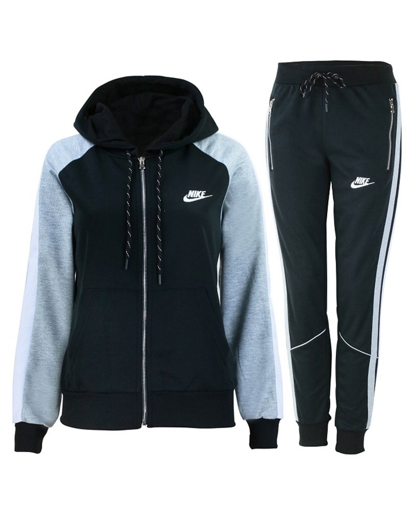 Nike Womens Essential Colorblock Full-Zip Fleece Hoodie & Pants Set