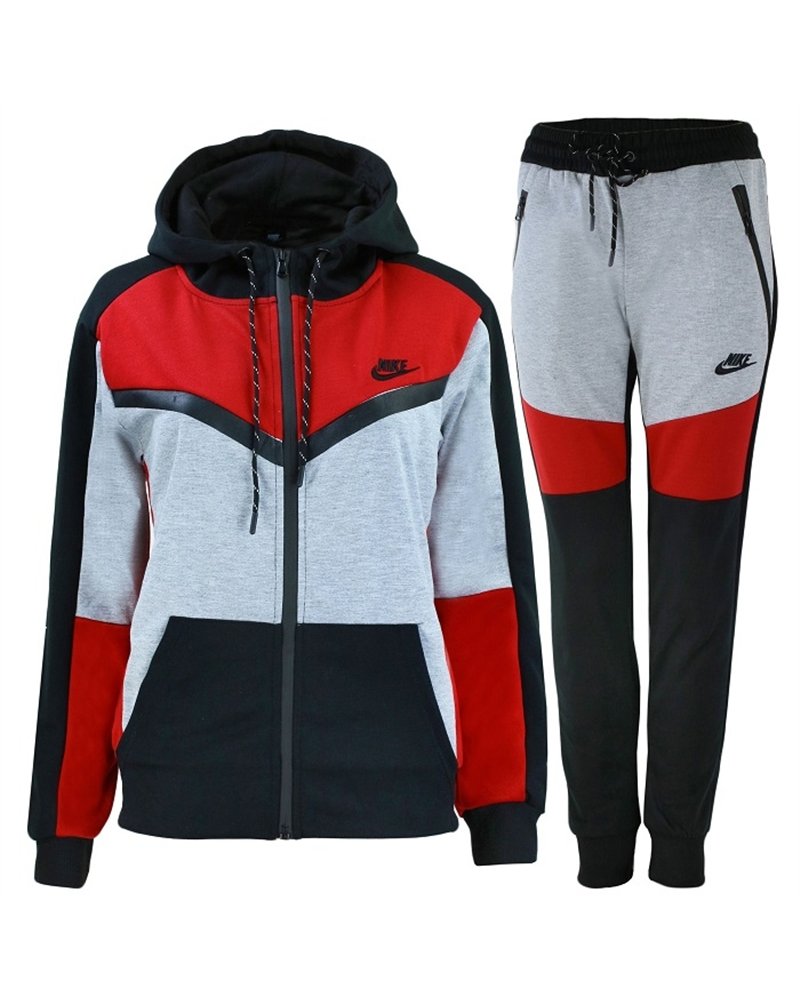 Nike Womens Essential Colorblock Full-Zip Fleece Hoodie & Pants Set