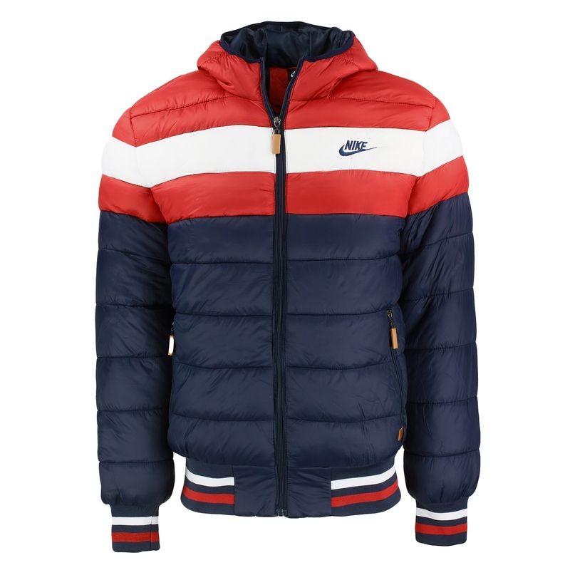 Nike Men's Quilted Color Blocked Hooded Puffer Windrunner Jacket