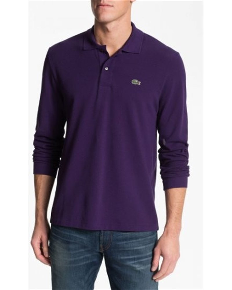 Lacoste Long Sleeve Pique Polo Shirt Purple