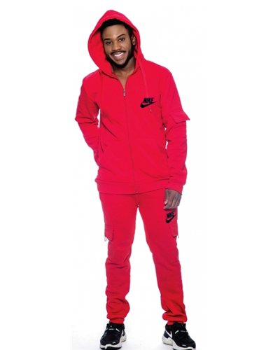 Nike Sportswear Club Fleece Men's Cargo Hoodie & Pants Set Red