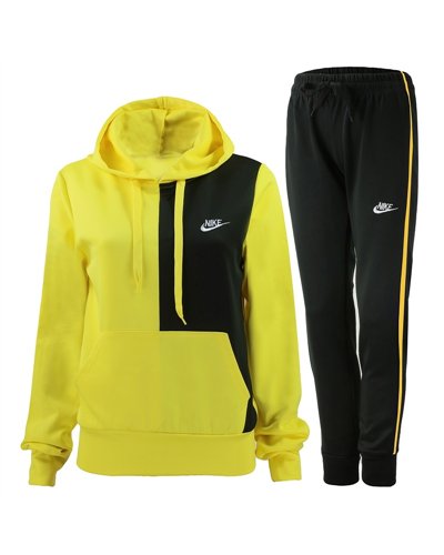Nike Women's Essential Color Block Pullover Hoodie &Pants  2 Pc Set  Yellow