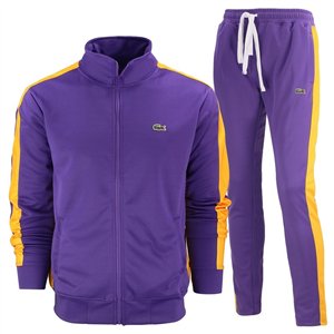 Lacoste Men's Sport Color-Blocked Track Suit Purple/yellow