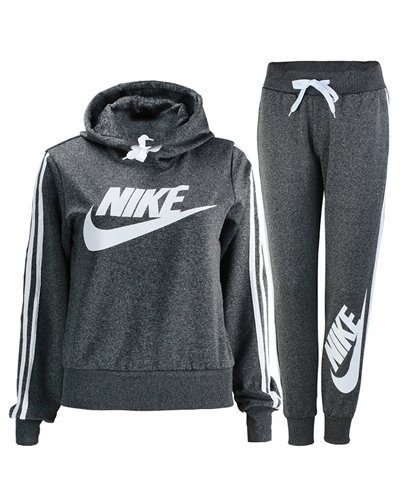 Nike Women's  Pullover Hoodie & Pants 2 Pc Set Charcol Gray