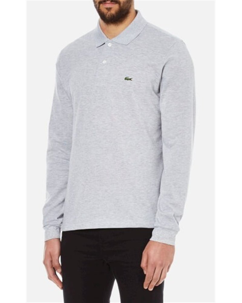 Lacoste Long Sleeve Pique Polo Shirt Heather Gray