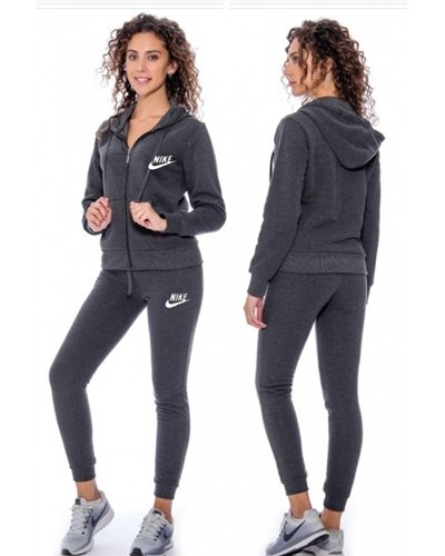 Nike Sportswear Club Fleece Women's Full Zip Hoodie & Pants Set  Charcoal