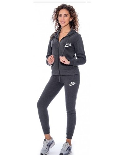 Nike Sportswear Club Fleece Women's Full Zip Hoodie & Pants Set  Charcoal