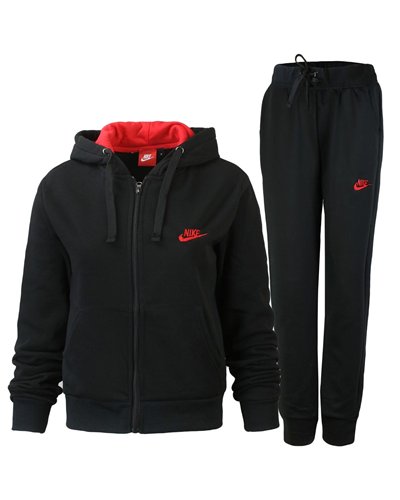 Nike Women's Sportswear Tech Fleece Hoodie & Pants 2 Pc Set Black/Red