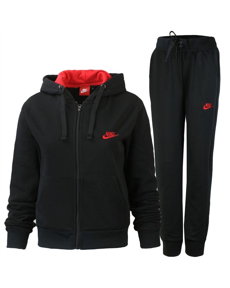 Nike Women's Sportswear Tech Fleece Hoodie & Pants 2 Pc Set Black/Red