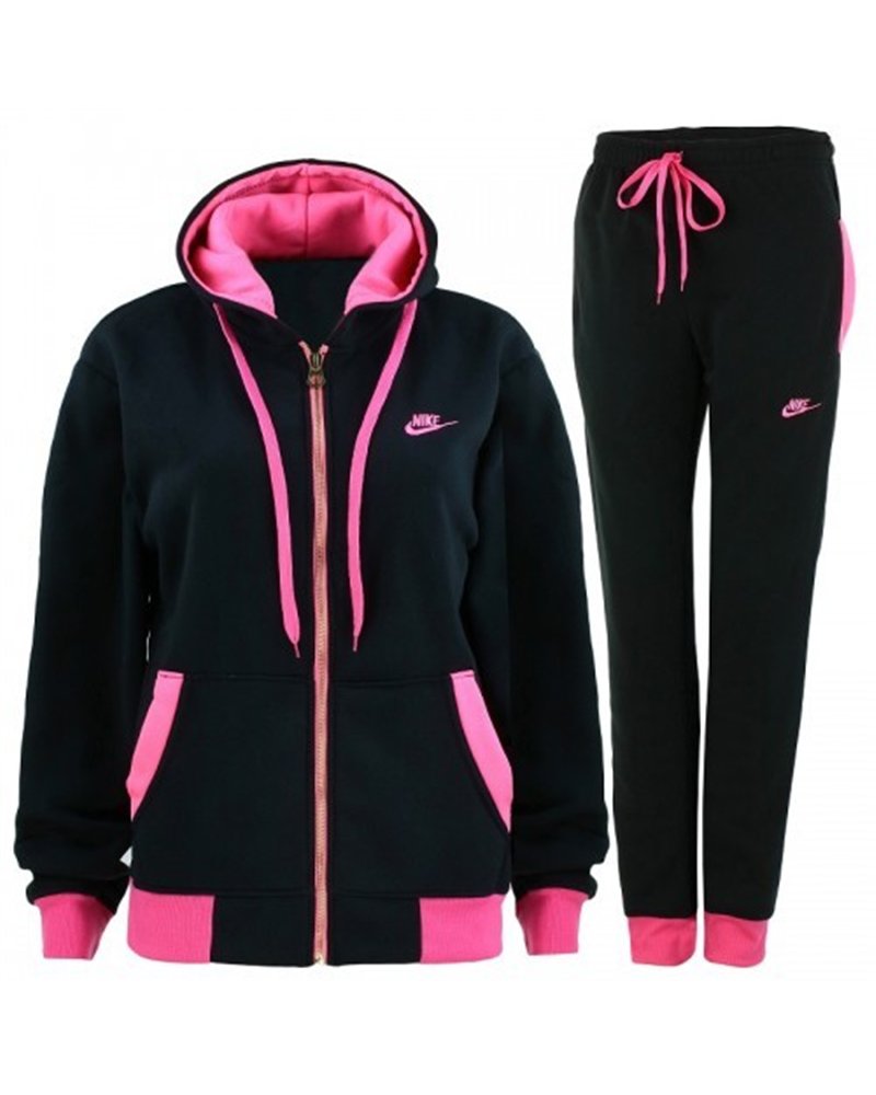Nike Women's Sportswear Tech Fleece Hoodie & Pants 2 Pc Set Black/Pink