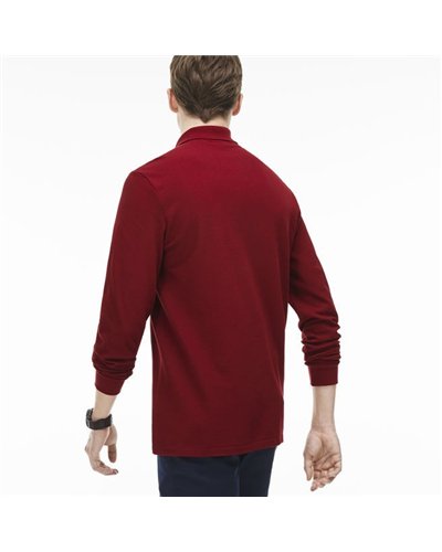Lacoste Long Sleeve Pique Polo Shirt Burgundy