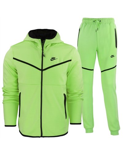 Nike Tech Fleece Full-Zip Hoodie & Pants 2 Pc Set Neon Lime Green/Black