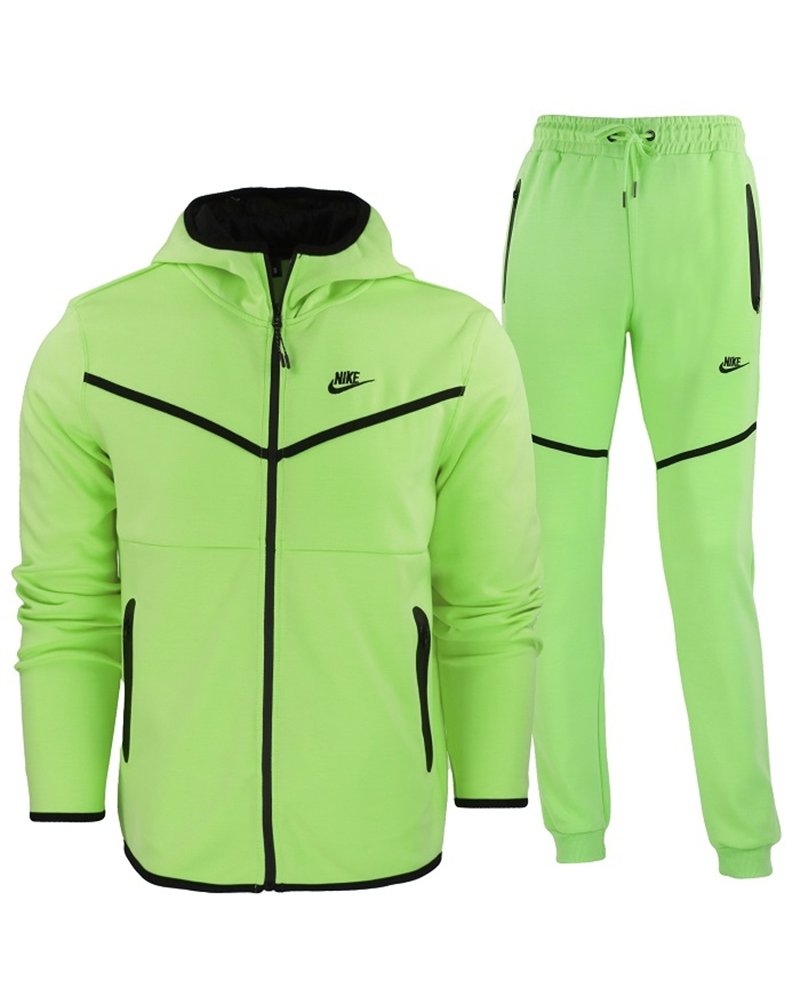 Nike Tech Fleece Full-Zip Hoodie & Pants 2 Pc Set Neon Lime Green/Black